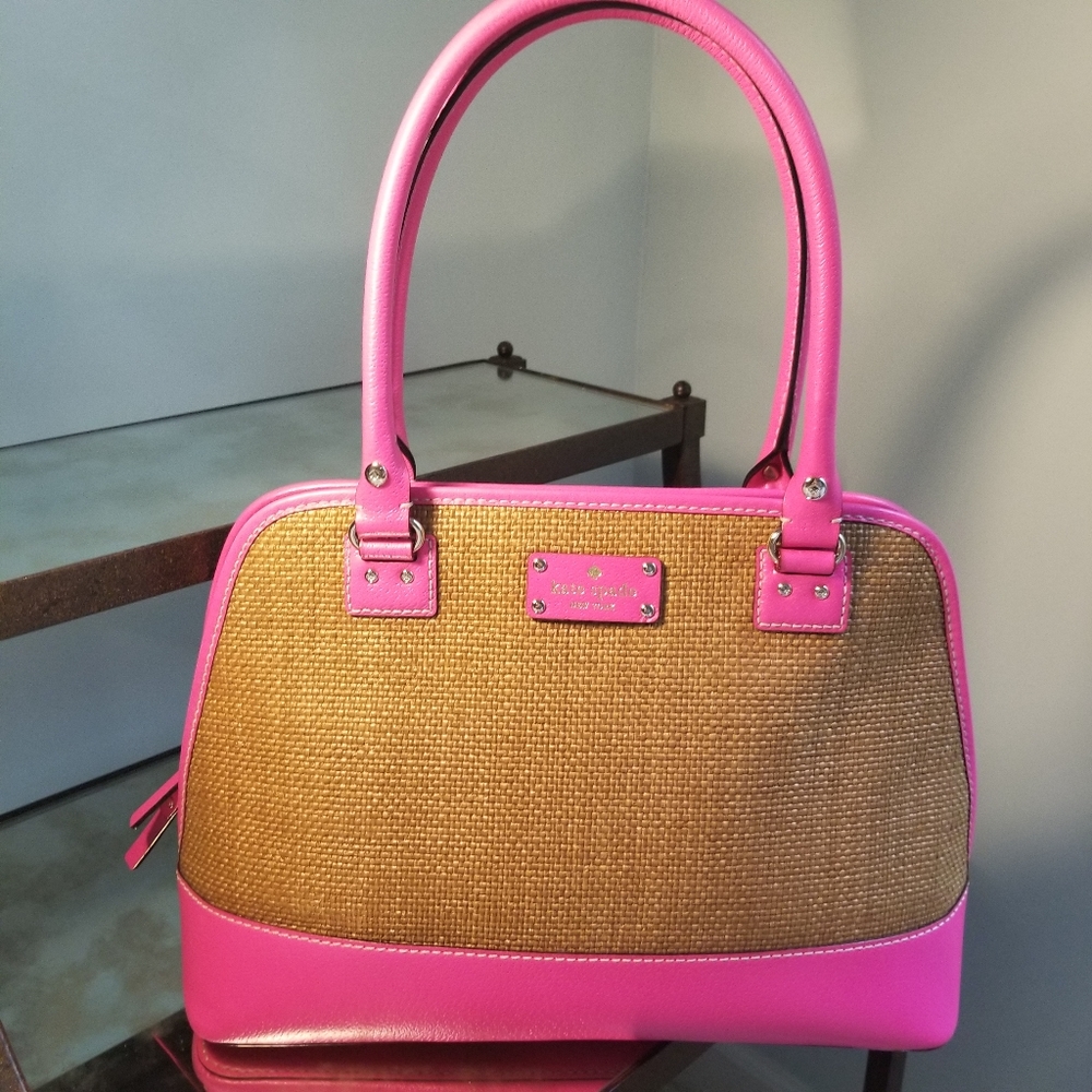 Kaye Spade Wicker &Leather Purse